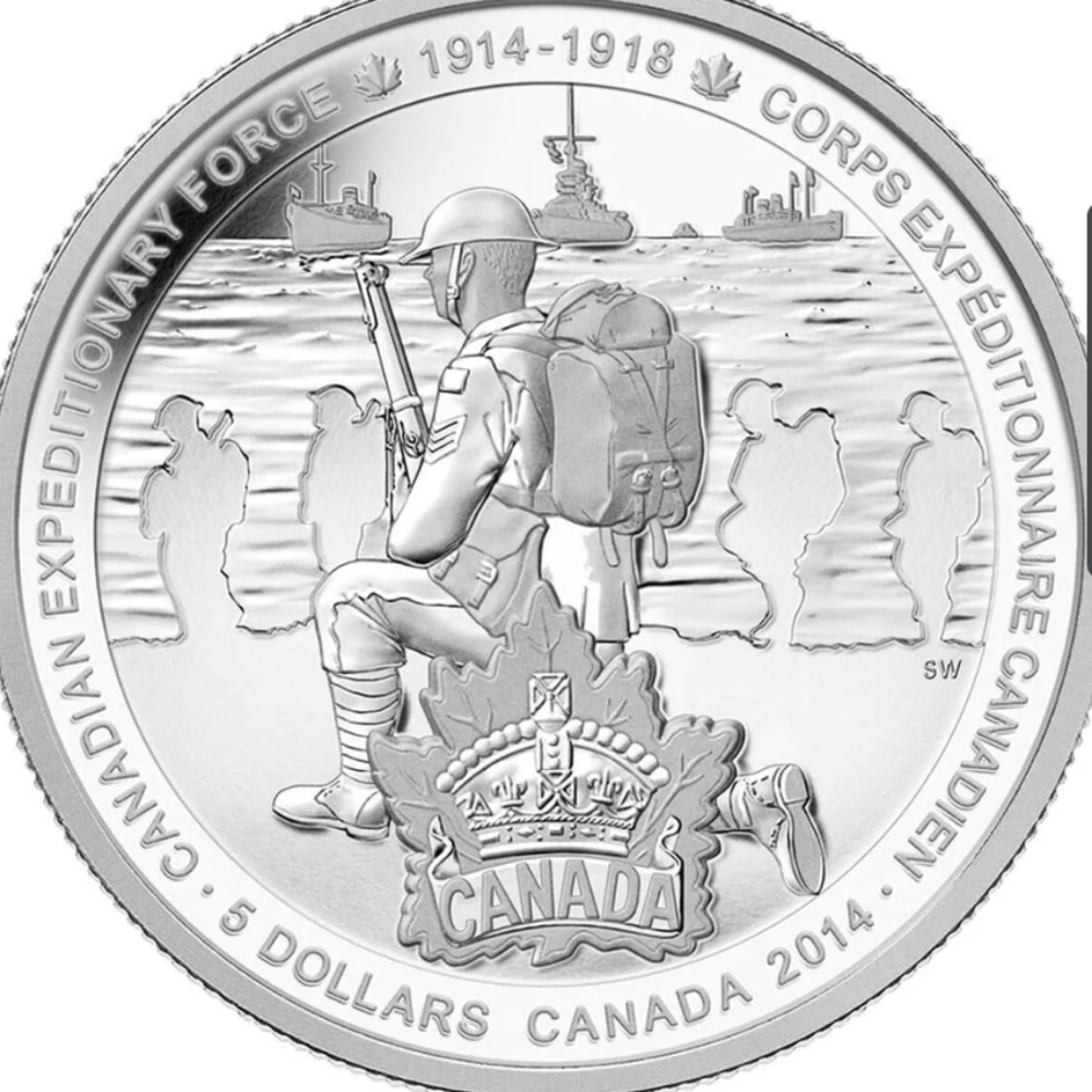 2014 RCM $5 Canadian Expeditionary Force - Pure Silver Coin
